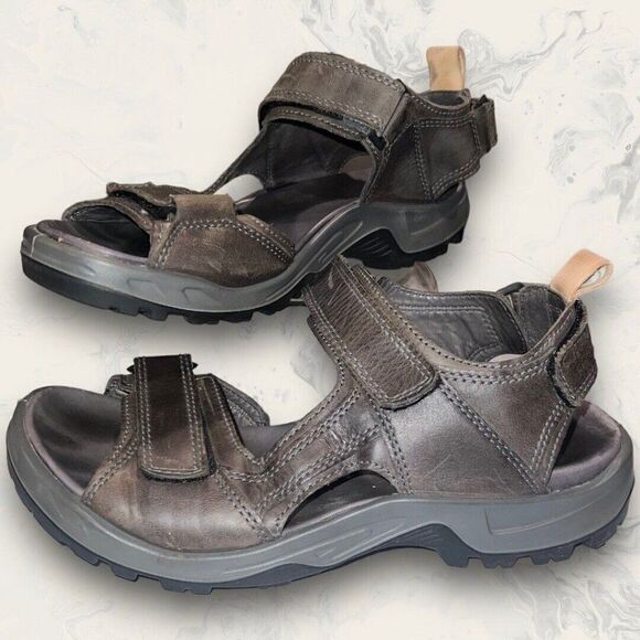 ECCO Offroad 2.0 Men’s Gray Brown Leather Moonless Sandal Shoe Mens Size 7 - Picture 1 of 8